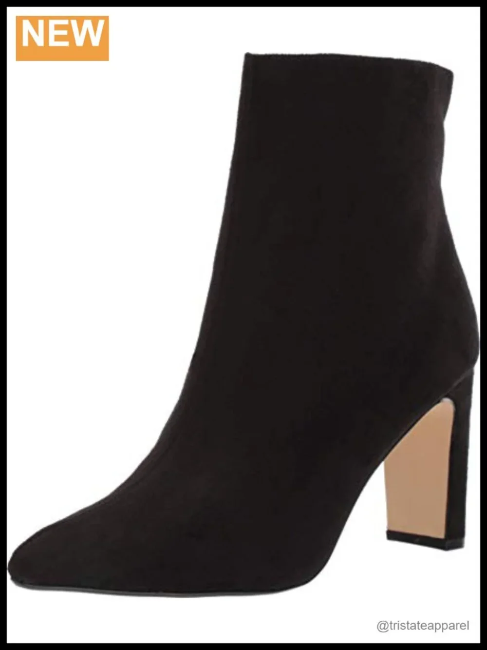 Suede Ankle Booties with Block Heel Zip Closure